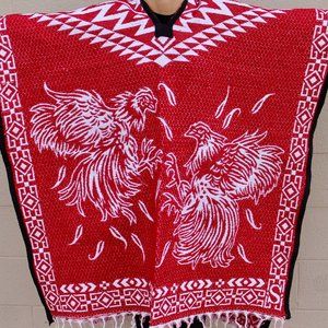 Gallos poncho Rooster Poncho Gaban Poncho jorongo Red